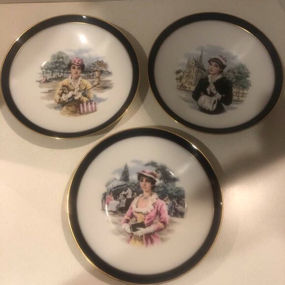 VTG 90s Bavaria Germany Heinrich & Co H&Co Selb Porcelain Portrait Bowls / Set 3 - Picture 1 of 8